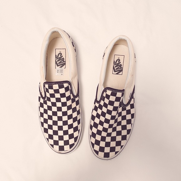 Vans Shoes - checkered slip on vans